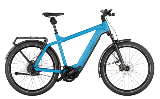 Bicicleta electrica RM Charger3 vario HS 49 cm '22 albastru deschis (625Wh, Intuvia, kit confort, cu geanta de blocare)