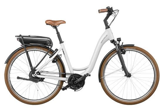 Bicicleta electrica alba RM Swing automat US46 cm '23 (500Wh, Intuvia, cos fata, cu geanta de blocare)