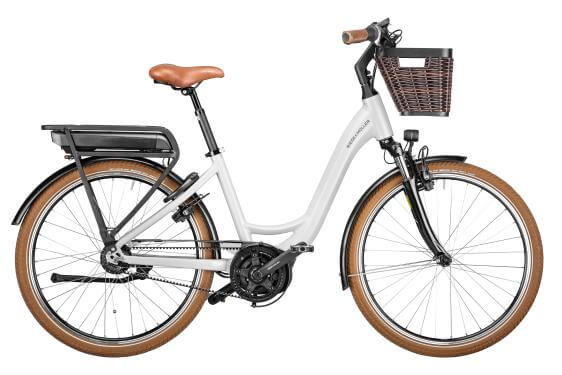 Bicicleta electrica alba RM Swing silent US46 cm '23 (500Wh, Intuvia, cu geanta de blocare, cos fata)