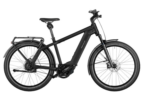RM Charger4 GT vario HS HE53 cm '24 bicicleta electrica neagra (750Wh, Kiox 300, ABS, Raft frontal cu geanta, Geanta de blocare)