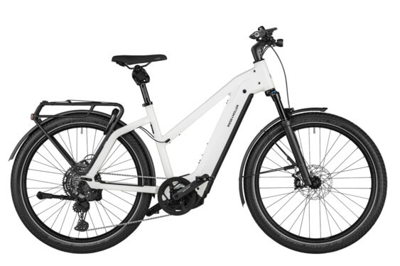RM Charger4 Mixte GT vario HS TR53 cm '24 bicicleta electrica alba (750Wh, Kiox 300, ABS, Raft fata cu geanta, Geanta de blocare)