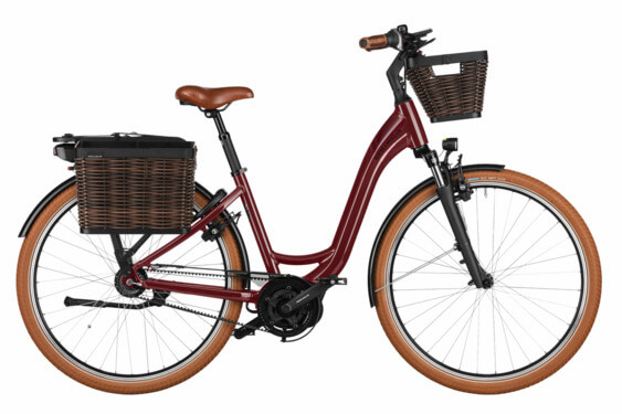 Bicicleta electrica RM Swing4 silent US51 cm '24 burgundy (500Wh, cos frontal Kiox 300, cu cosuri laterale, geanta de blocare)