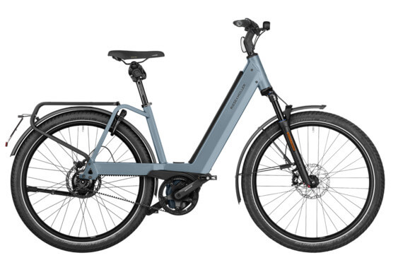 Bicicletă electrică RM Nevo4 GT rohloff US43 cm '25 albastră (625Wh, Cockpit, Kiox 300, kit confort, GX, cu geantă de bagaje față, cu geantă cu încuietoare)
