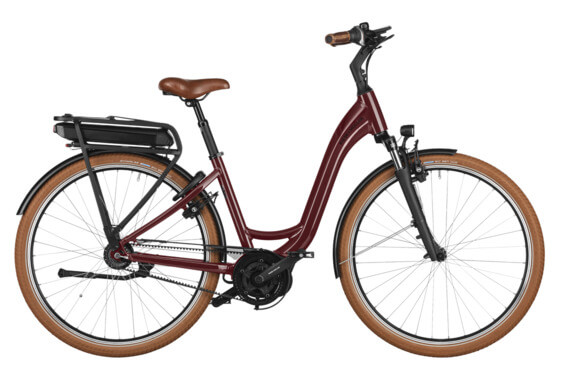 Bicicletă electrică RM Swing4 silențioasă US43 cm '25 vișinie (500Wh, Intuvia 100, încuietoare cu geantă, coș frontal)